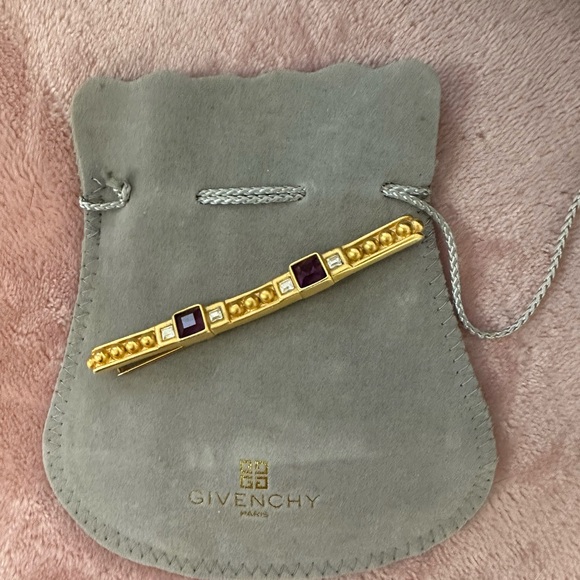 Givenchy Jewelry - Givenchy Gold Brooch with Purple Accents